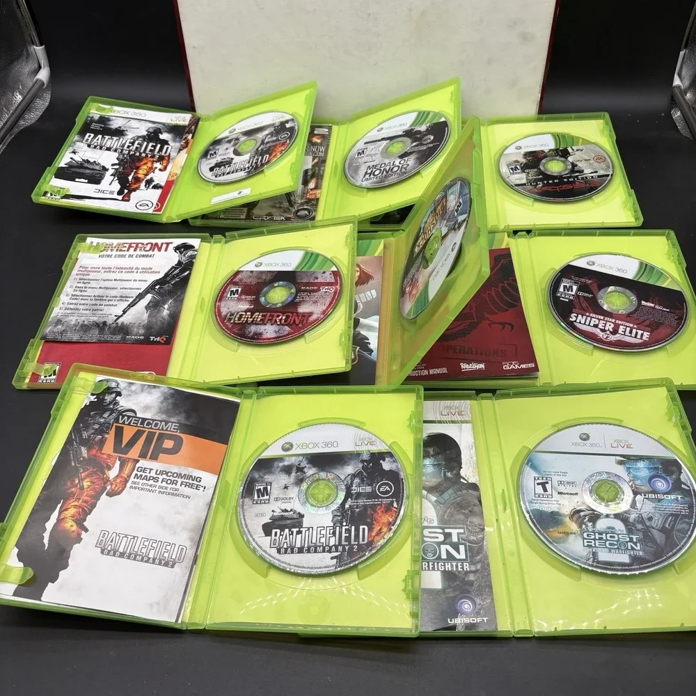 Xbox 360 Shooter Lot 8 Games CIB Battlefield Bad Company 2 Bioshock Crysis Medal